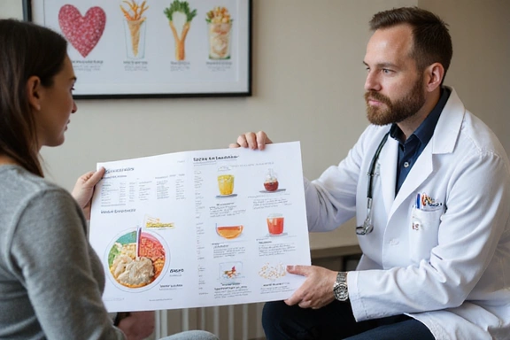 Doctor and patient discussing diet for chronic conditions.